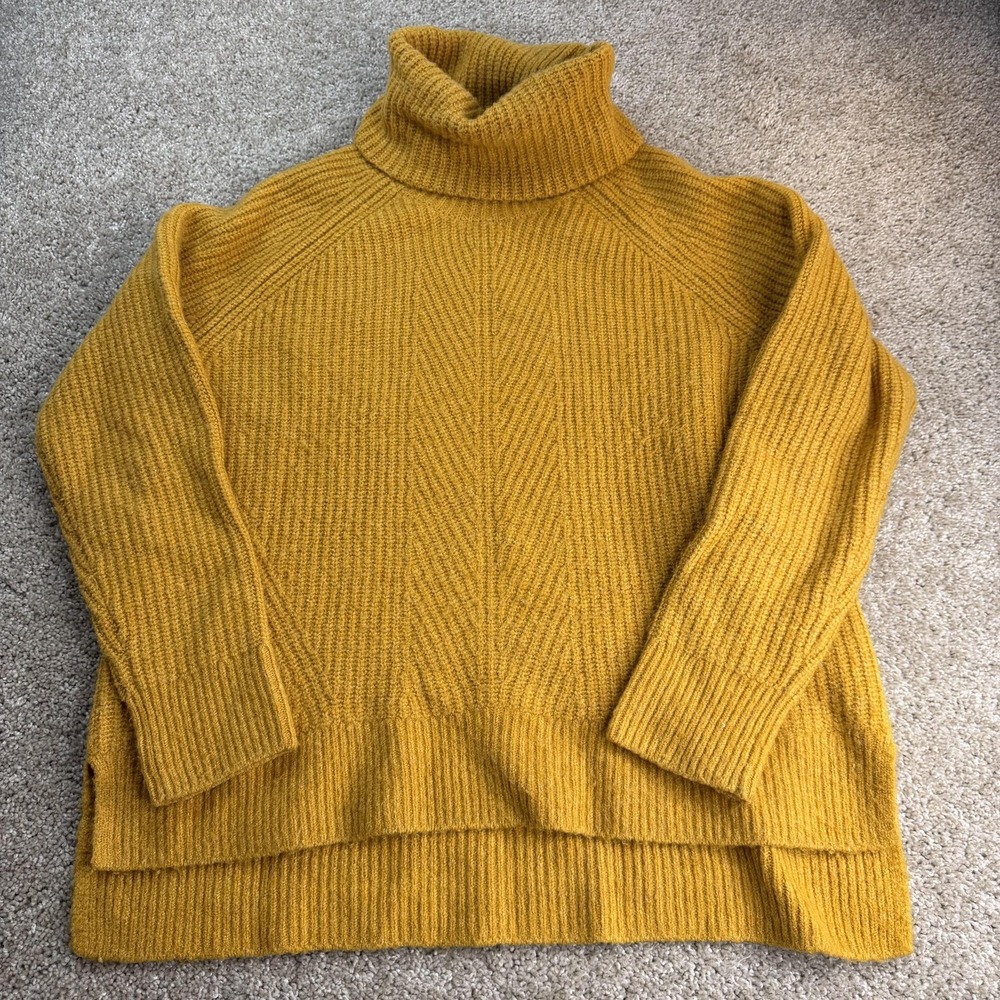 Madewell Sweater Womens Large Yellow Turtleneck Chunky Knit Long Sleeve Pullover